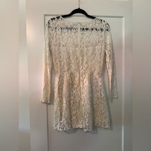 Cream Lace Shorts Romper